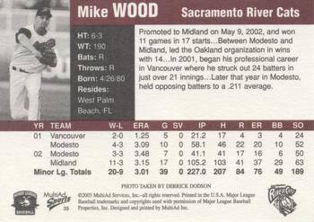 2003 MultiAd Pacific Coast League Top Prospects #35 Mike Wood Back