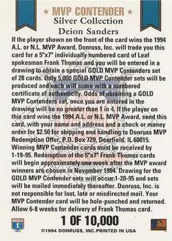 1994 Leaf - MVP Contender Silver Collection National League #NNO Deion Sanders Back