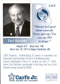 1993 California Angels Police #2 Carl Karcher Back