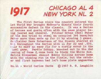 1967 Laughlin World Series #14 1917 White Sox vs Giants Back