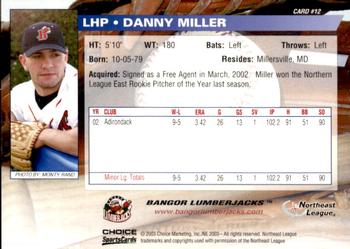 2003 Choice Bangor Lumberjacks #12 Danny J. Miller Back