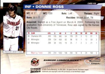 2003 Choice Bangor Lumberjacks #16 Donnie Ross Back