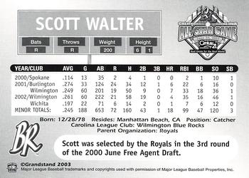2003 Grandstand California-Carolina League All Stars #NNO Scott Walter Back
