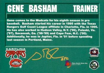 2003 Carolina Mudcats #NNO Gene Basham Back