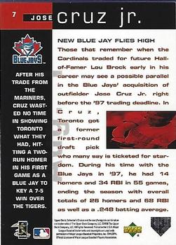 1998 Collector's Choice #7 Jose Cruz Jr. Back