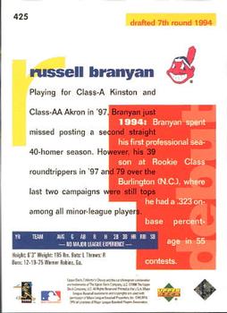 1998 Collector's Choice #425 Russell Branyan Back