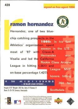 1998 Collector's Choice #428 Ramon Hernandez Back