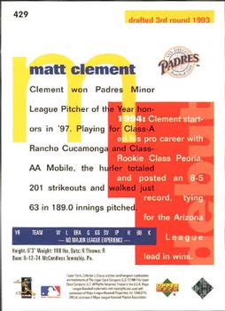 1998 Collector's Choice #429 Matt Clement Back