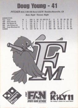 2003 Fargo-Moorhead RedHawks #NNO Doug Young Back