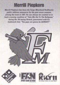 2003 Fargo-Moorhead RedHawks #NNO Merrill Piepkorn Back
