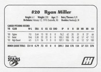 2003 Huntsville Stars #NNO Ryan Miller Back