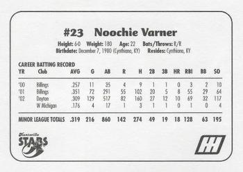 2003 Huntsville Stars #NNO Noochie Varner Back