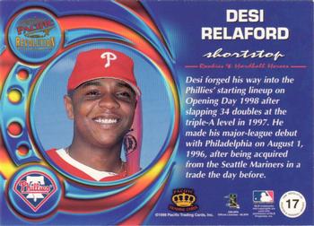 1998 Pacific Revolution - Rookies and Hardball Heroes #17 Desi Relaford Back