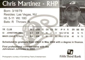 2003 Schaumburg Flyers #NNO Chris Martinez Back