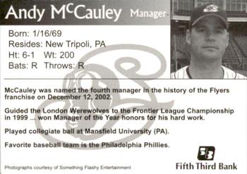 2003 Schaumburg Flyers #NNO Andy McCauley Back