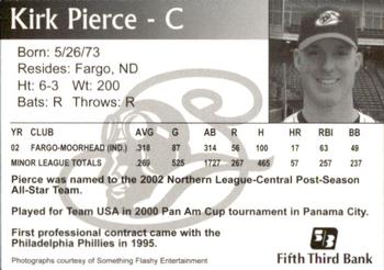 2003 Schaumburg Flyers #NNO Kirk Pierce Back