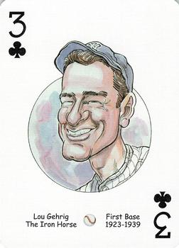 2006 Hero Decks New York Yankees Baseball Heroes Playing Cards (3rd Edition) #3♣ Lou Gehrig Front