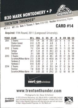 2015 Choice Trenton Thunder #14 Mark Montgomery Back