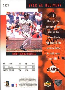 1998 Collector's Choice - StarQuest #SQ39 Barry Bonds Back