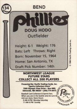 1986 Cramer Bend Phillies #134 Doug Hodo Back
