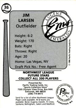 1986 Cramer Eugene Emeralds #36 Jim Larsen Back