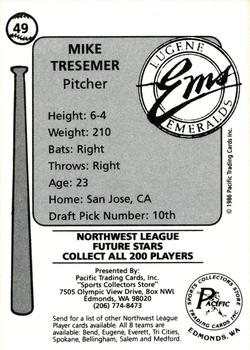 1986 Cramer Eugene Emeralds #49 Mike Tresemer Back