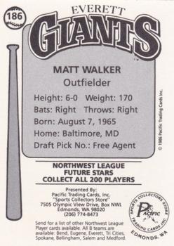 1986 Cramer Everett Giants #186 Matt Walker Back