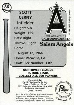 1986 Cramer Salem Angels #86 Scott Cerny Back