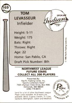 1986 Cramer Spokane Indians #169 Tom LeVasseur Back