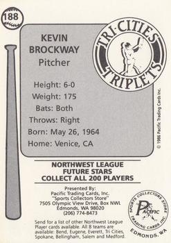 1986 Cramer Tri-Cities Triplets #188 Kevin Brockway Back