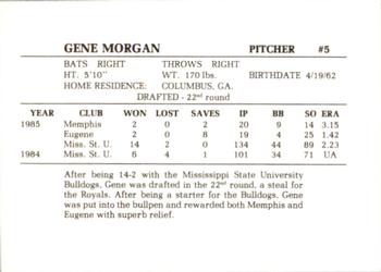 1986 Time Out Sports Memphis Chicks Silver #NNO Gene Morgan Back