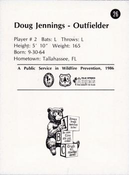 1986 Palm Springs Angels Smokey #26 Doug Jennings Back