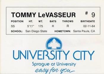 1986 University City Spokane Indians #NNO Tommy LeVasseur Back