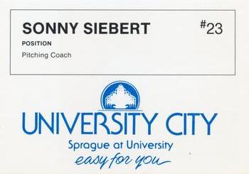 1986 University City Spokane Indians #NNO Sonny Siebert Back