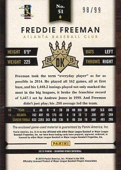 2015 Panini Diamond Kings - DK Framed Red Materials #51 Freddie Freeman Back