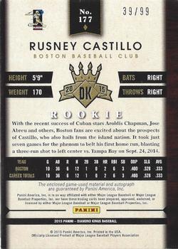 2015 Panini Diamond Kings - Rookie Signature Framed Red #177 Rusney Castillo Back