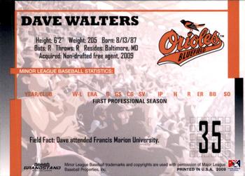 2009 Grandstand Bluefield Orioles #NNO Dave Walters Back