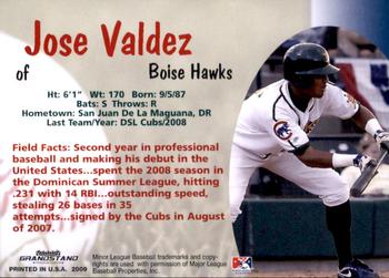 2009 Grandstand Boise Hawks #NNO Jose Valdez Back