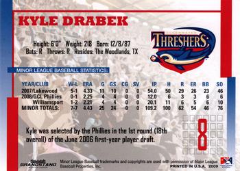 2009 Grandstand Clearwater Threshers #NNO Kyle Drabek Back