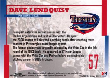 2009 Grandstand Clearwater Threshers #NNO Dave Lundquist Back