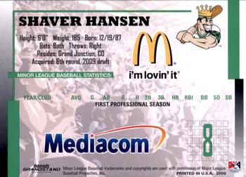 2009 Grandstand Clinton LumberKings Update #NNO Shaver Hansen Back