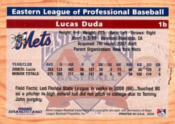 2009 Grandstand Eastern League Top Prospects #NNO Lucas Duda Back