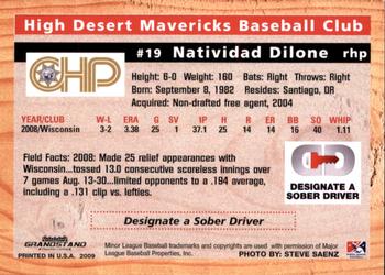 2009 Grandstand High Desert Mavericks #NNO Natividad Dilone Back