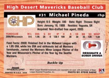 2009 Grandstand High Desert Mavericks #NNO Michael Pineda Back