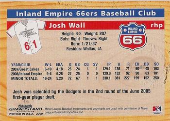2009 Grandstand Inland Empire 66ers #NNO Josh Wall Back
