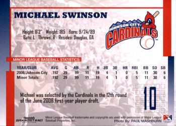 2009 Grandstand Johnson City Cardinals #NNO32 Michael Swinson Back