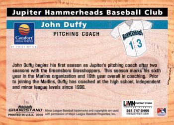 2009 Grandstand Jupiter Hammerheads #NNO John Duffy Back