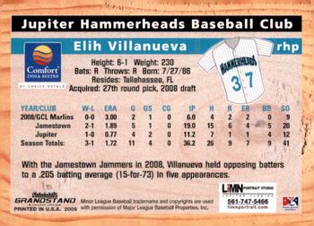 2009 Grandstand Jupiter Hammerheads #NNO Elih Villanueva Back
