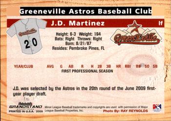 2009 Grandstand Greeneville Astros #NNO J.D. Martinez Back