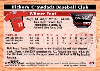 2009 Grandstand Hickory Crawdads #NNO Wilmer Font Back